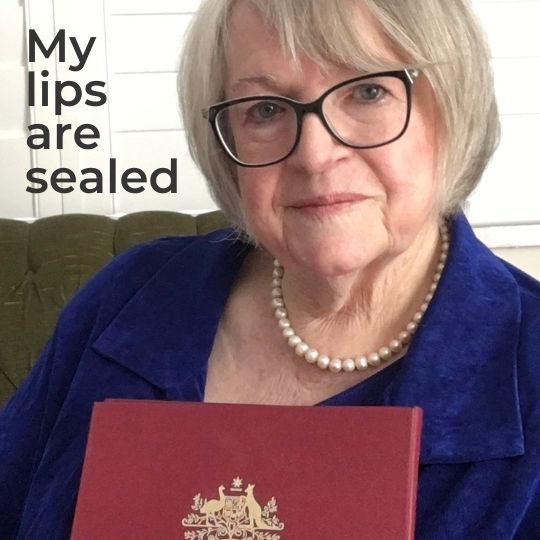 Photo of Jennifer Cram Brisbane Marriage
                  Celebrant with the words My Lips are Sealed.