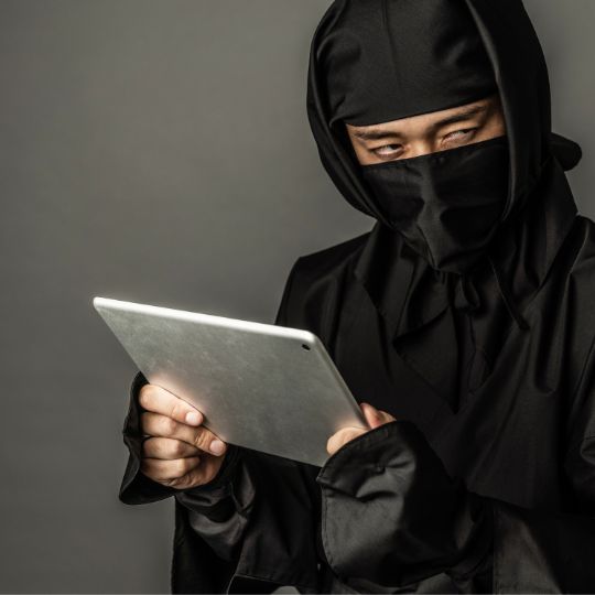 Ninja holding
a tablet