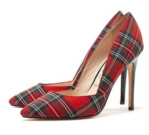 High heeled tartan shoes