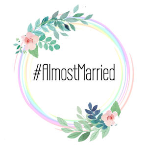 Floral circle with the word #almostmarried
in it