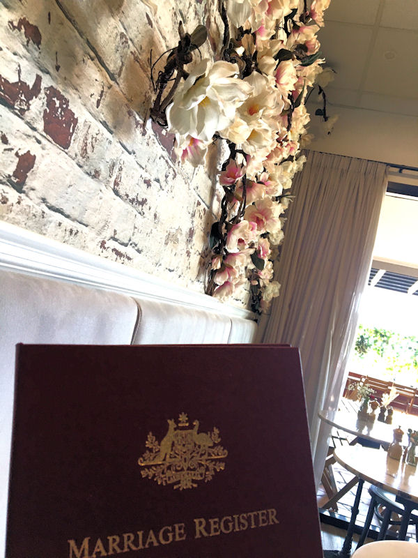 Marriage register
photographed in a coffee shop