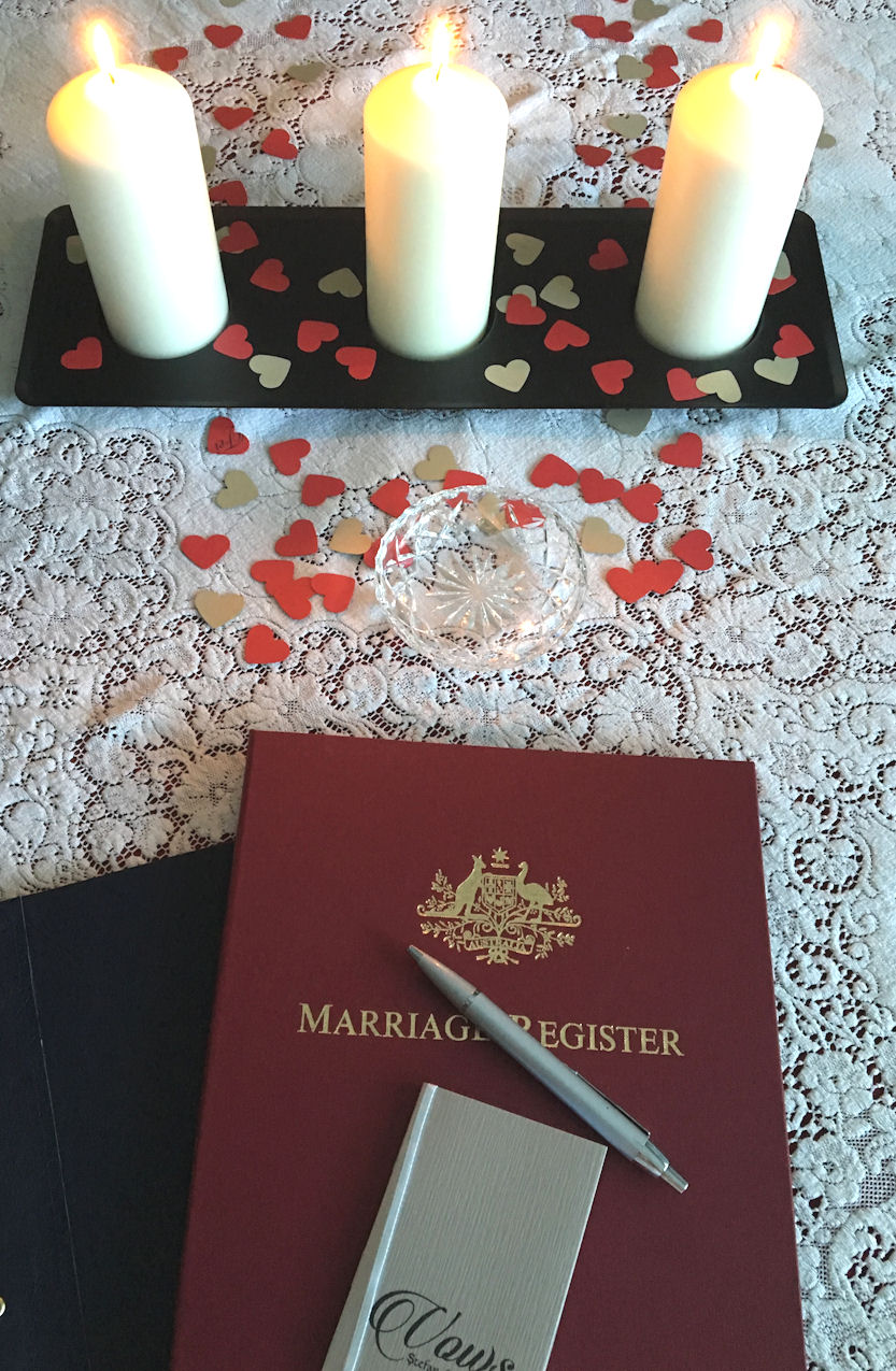 Marriage
Register on table with candles